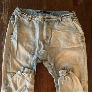 Men’s White Wash Denim Joggers
